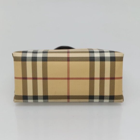 BURBERRY Nova Check Hand Bag PVC Beige Silver Auth BA1232 - Picture 6 of 16